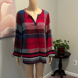Chaus Multicolor Plaid Women's Blouse